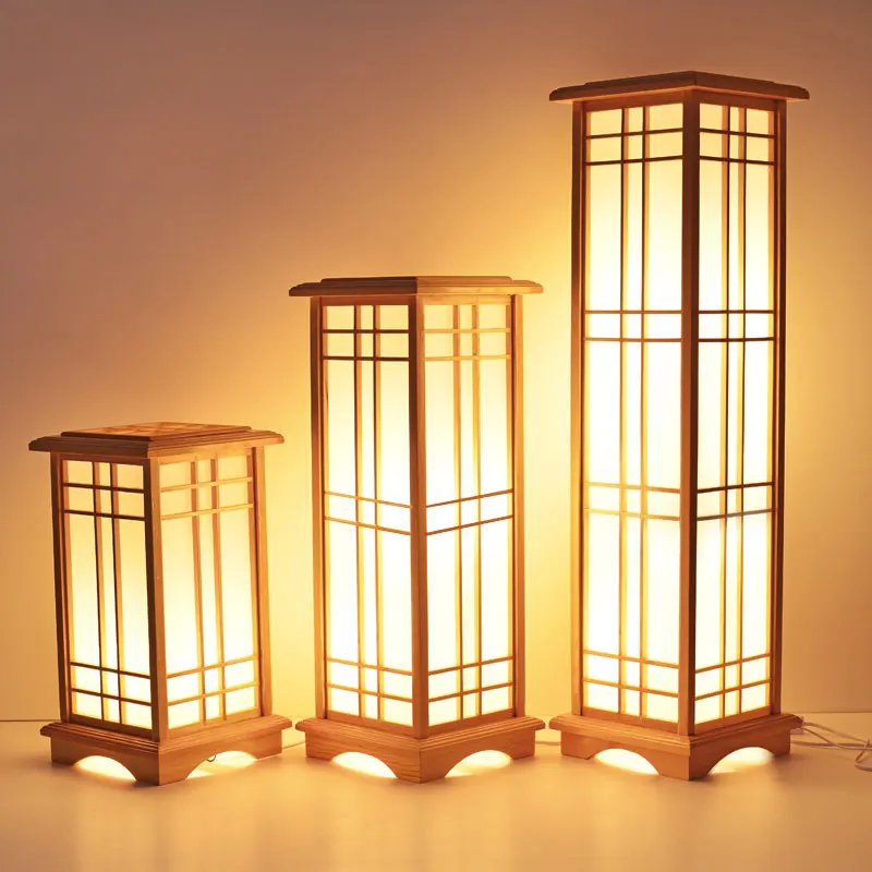 Design per la casa lampada in legno moda lampada da terra giapponese  Washitsu Tatami Decor finestra pannello lampada ristorante soggiorno  illuminazione corridoio - AliExpress