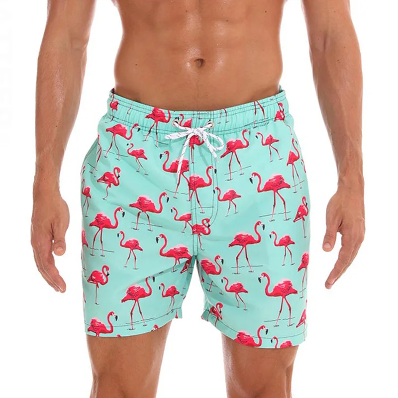 Green flamingo Бренд DATIFER, мужские плавки, пляжные шорты,, Homme, спортивная одежда размера плюс, пляжная одежда, трусы, шорты для серфинга, ES3R, Быстросохнущий купальник - Цвет: Green flamingo
