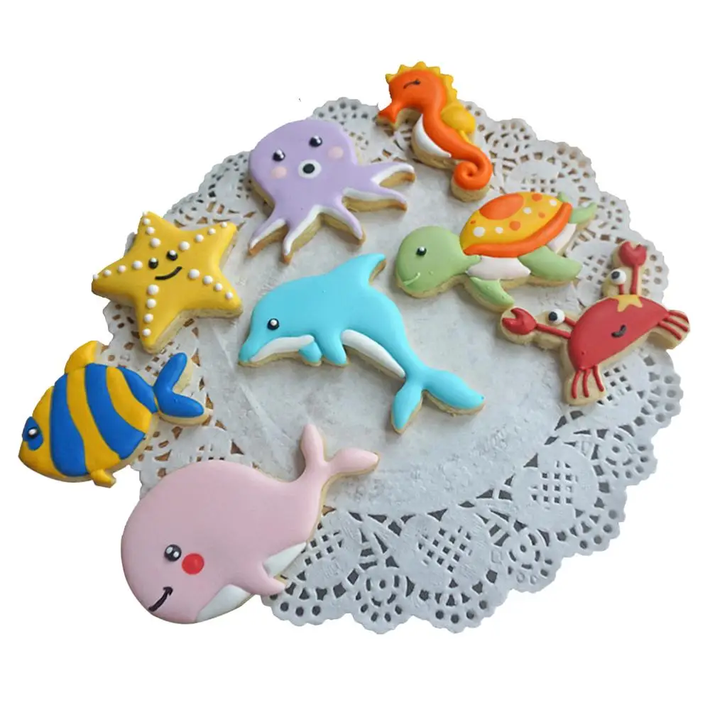 

8pcs/Lot Sea Creature Cookie Cutter Mold Whale Dolphin Crab Fondant Cake Tools Biscuit Moulds Kitchen Accesories