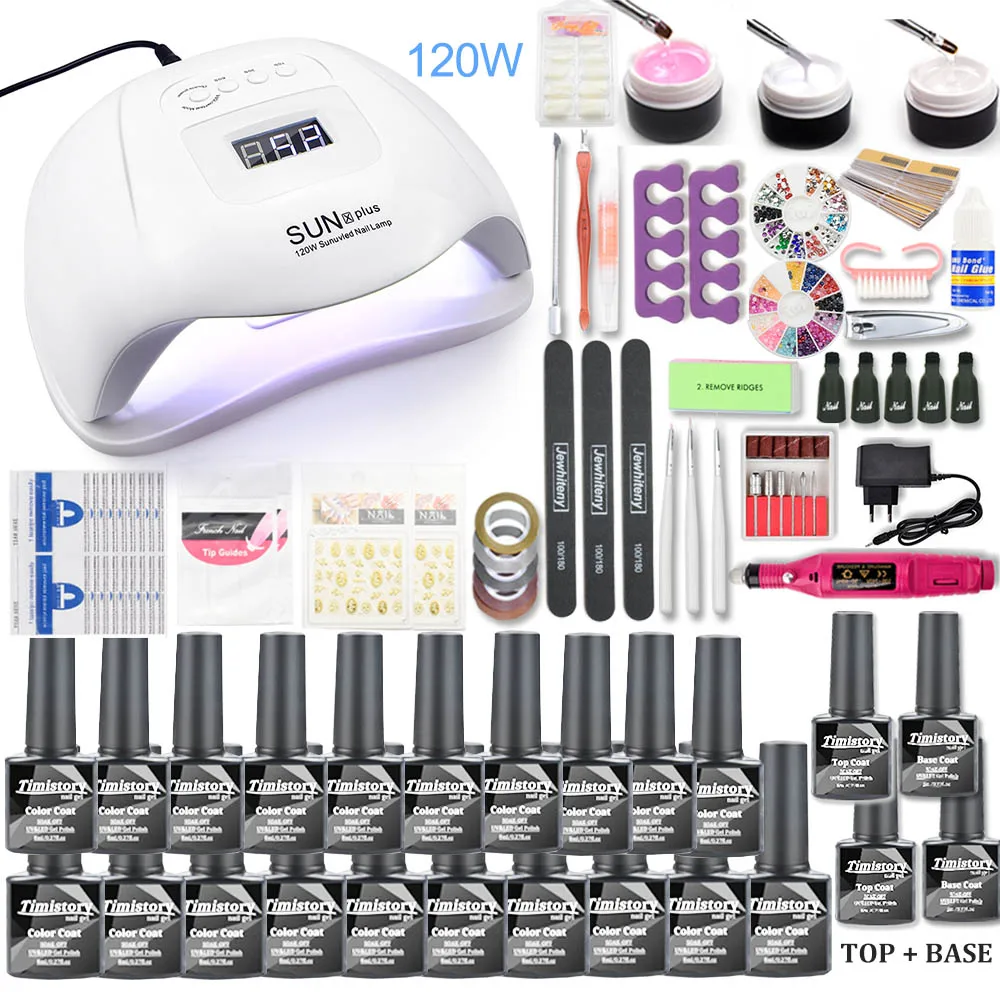 Günstige Nagel set 120W UV LED LAMPE für Maniküre Gel nagellack Set Kit Gel Lack Elektrische Nagel Bohrer Maniküre sets Nail art Werkzeuge