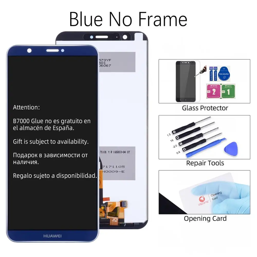 Экран для HUAWEI P Smart LCD в сборе с тачскрином на рамке черный белый синий золото FIG LX1 FIG-LX1 FIG-LX3 - Цвет: Blue No Frame