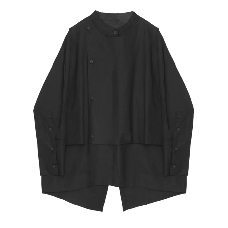 [EAM] Women White Irregular Back Vent Big Size