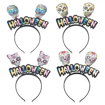 

4Pcs Halloween Hair Hoops Skull Shaped Hair Band Scary Headband Creative Headwrap Random Style