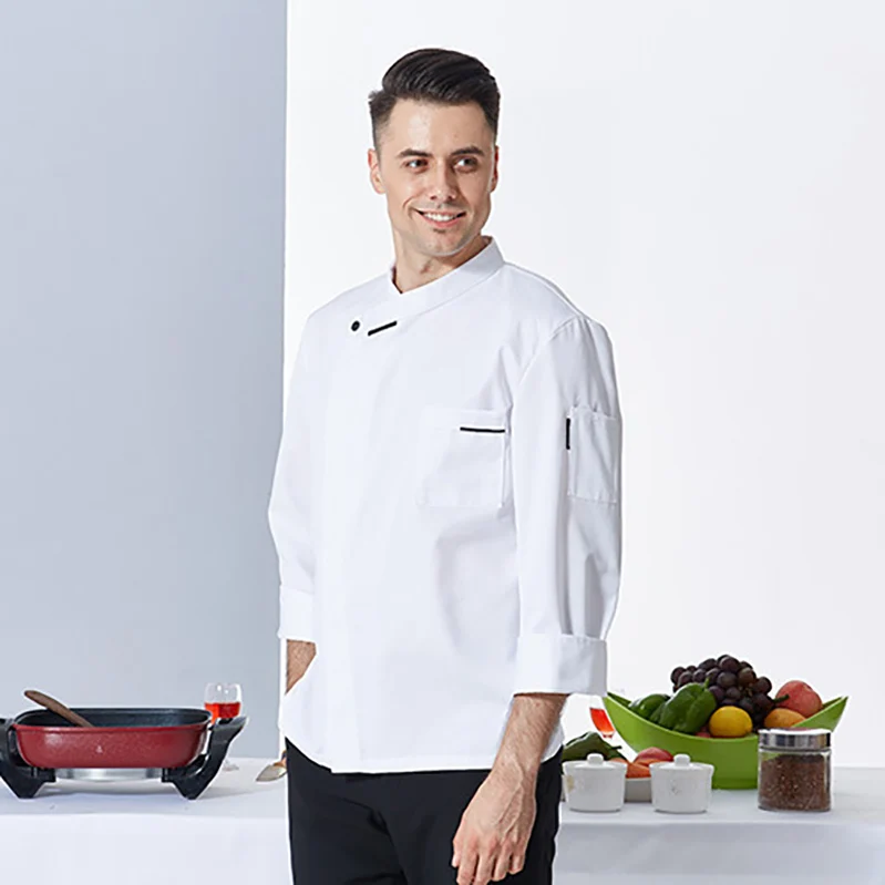 Длинный рукав шеф куртка Униформа унисекс для мужчин и женщин F& B Ресторан Кухня китель повара пекарь одежда для официанта