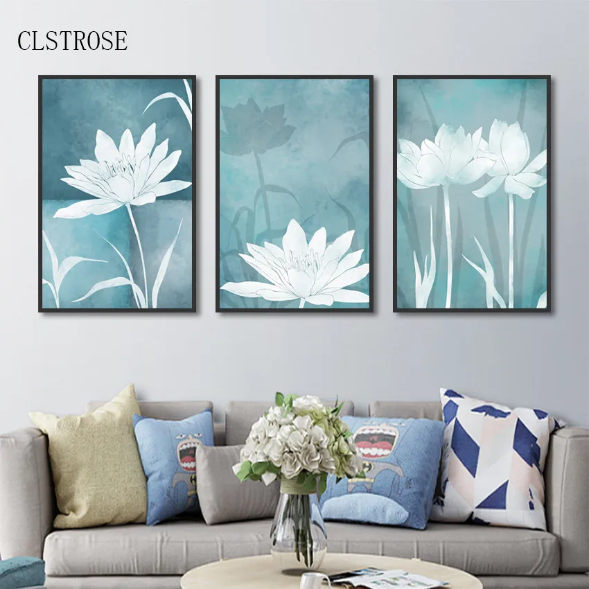 Abstract minimalist white elegant flowers home decor Nordic poster waterproof ink printing living room frameless wall painting | Дом и сад