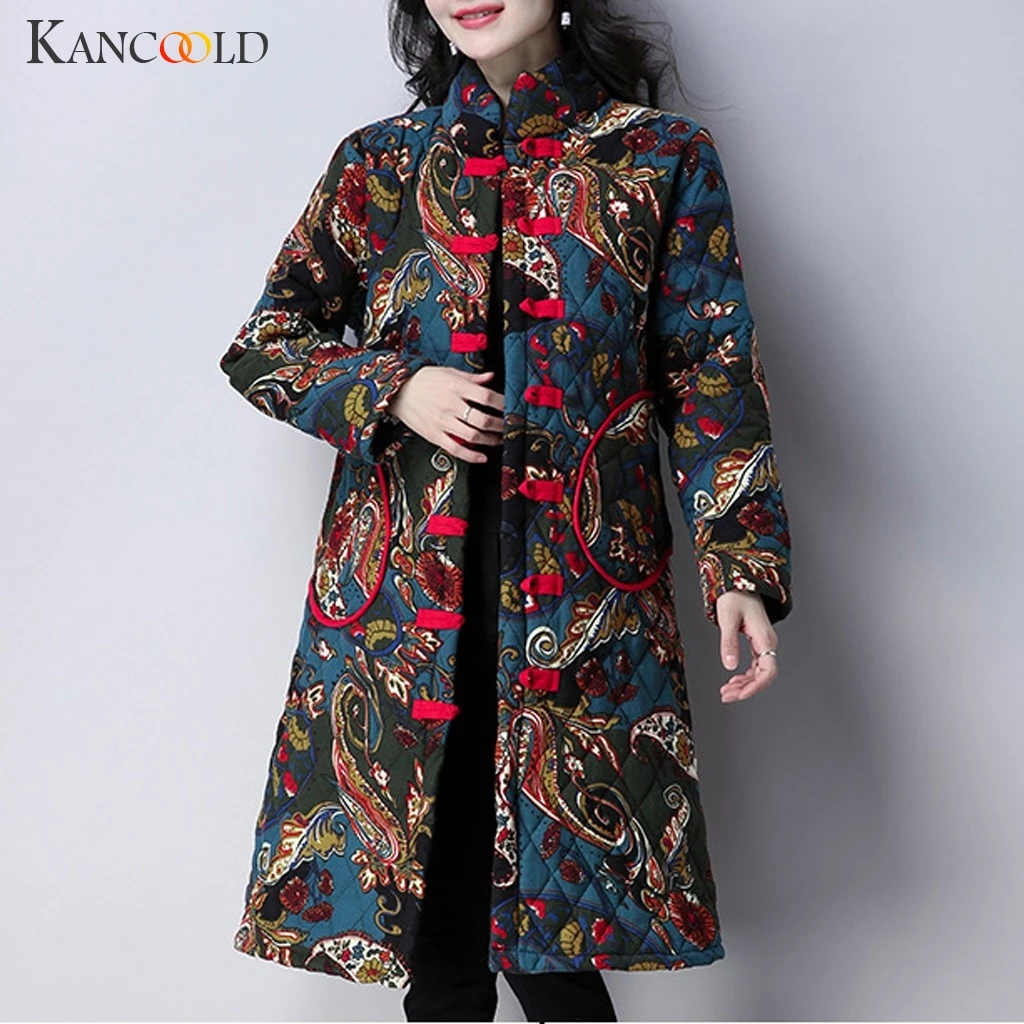 

KANCOOLD coats RETRO LEISURE Winter Warm Thick Outerwear Button Slim Stitching Cotton-padded coats and jackets women 2019Sep6