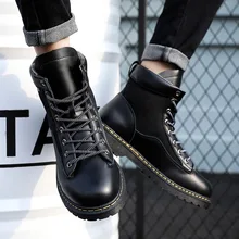 Мужские ботинки; ботильоны из искусственной кожи; Мужские ботинки в байкерском стиле; нескользящие Ботинки Martin на шнуровке; зимняя обувь в британском стиле; мужские кроссовки; Zapatos
