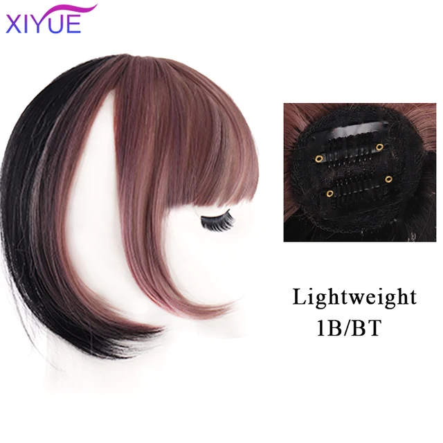 Black/Light Brown Clip In Hair Bangs Hairpiece Accessories Synthetic Fake Bangs Clip In Hair Extensions Clip In Hair Pieces WL29