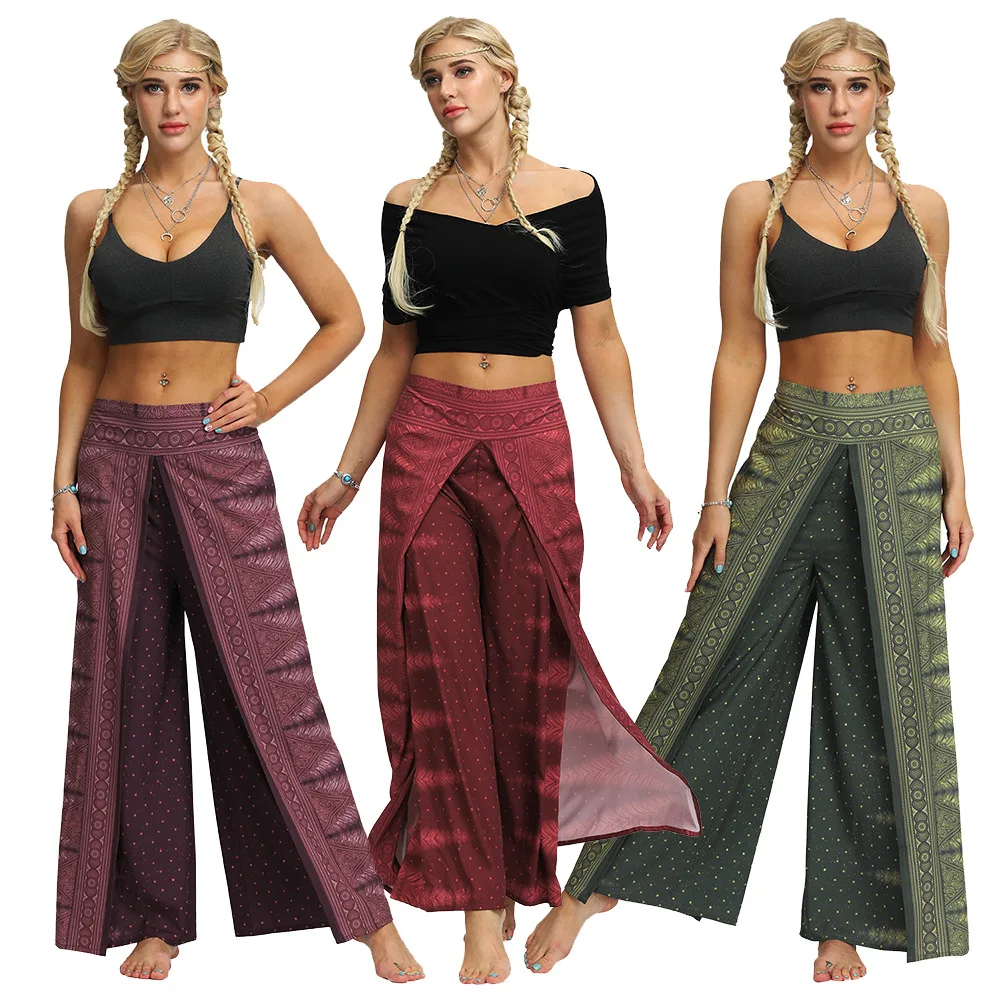 

Yoga Pants Women Casual Loose Hippy Yoga Thai Harem Lady Trousers Smock Waist Aladdin Boho Festival Hippy Smock High Waist Pant