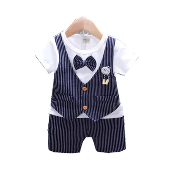 

New Summer Children Gentleman Clothing Baby Boys Striped T Shirt Shorts 2Pcs/sets Kids Infant Clothes Toddler Casual Tracksuit