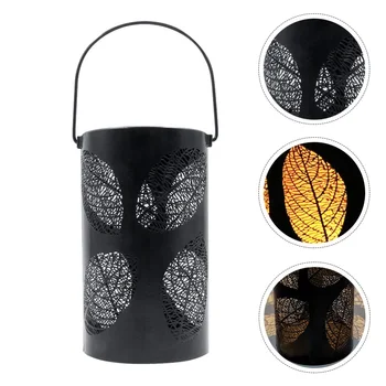 

1pc Iron Leaf Design Solor Energy Light Delicate Practical Garden Adornment Hanging Lamp for Indoor