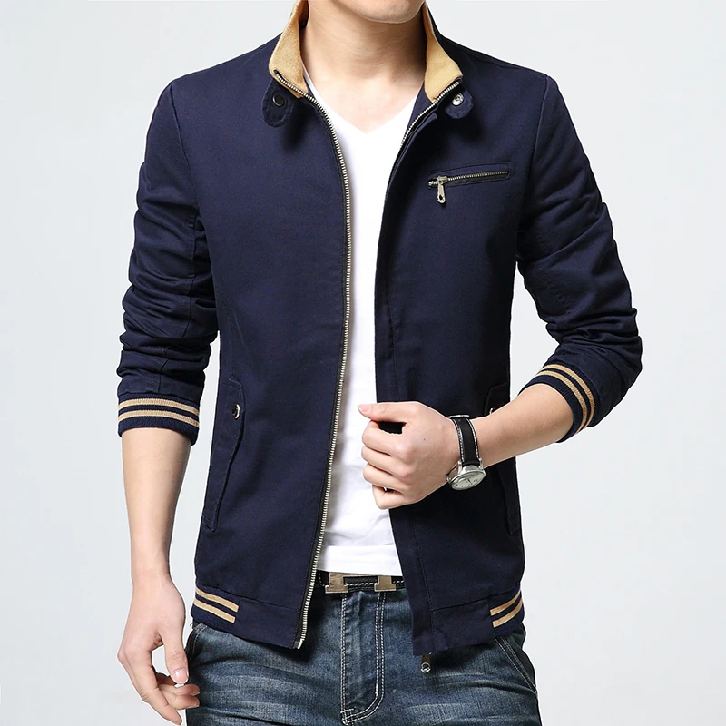 

2021 Spring Autumn Casual Solid Fashion Slim Bomber Jacket Men Overcoat New Arrival Baseball Jackets Men's Casual Jacket