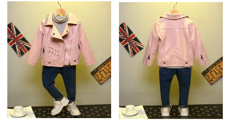 Kids PU leather jackets spring autumn new high quality coats for unisex baby girl and boys children outerwear tops ws1006