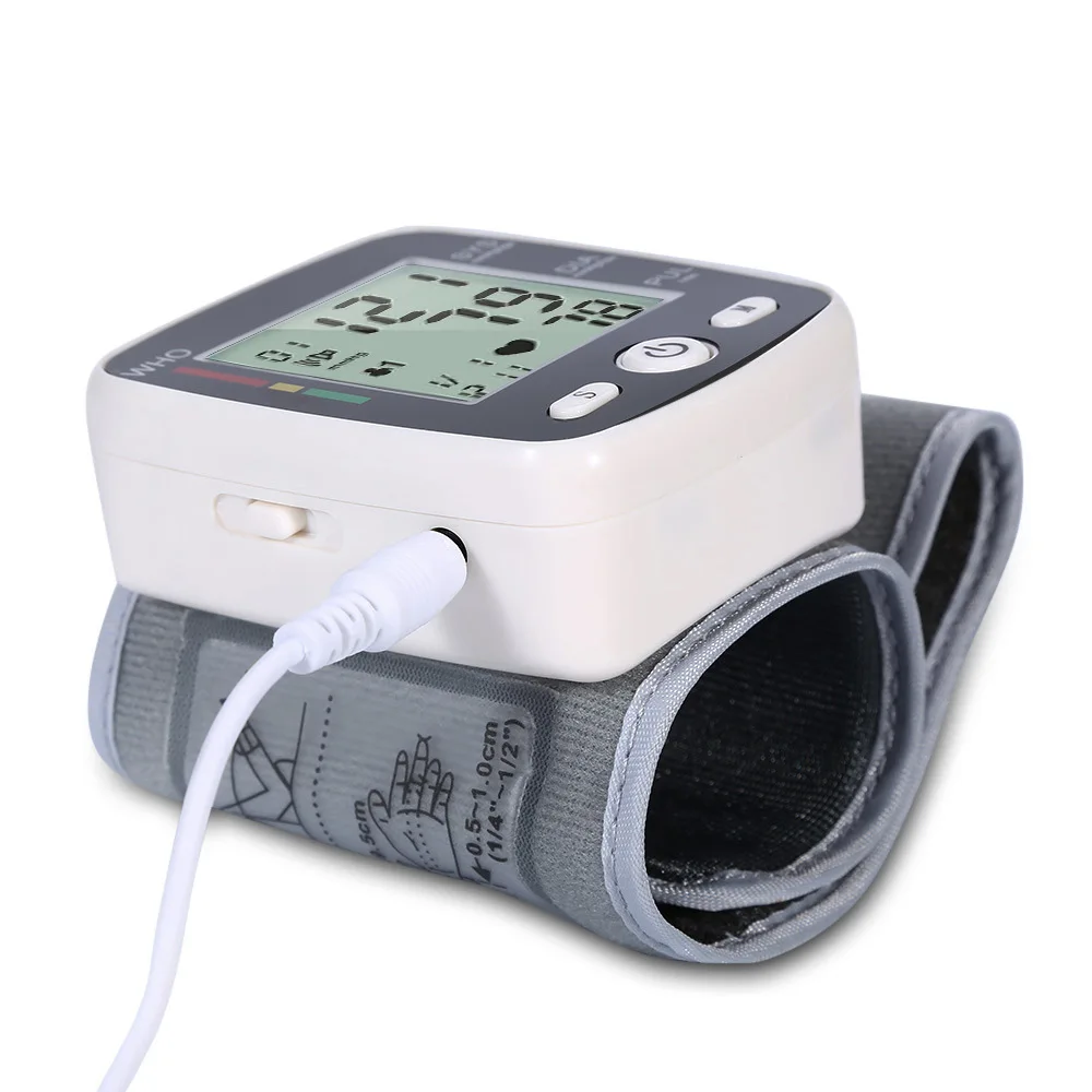 Automatic Voice Wrist Digital Blood Pressure Monitor Tonometer Meter USB Charge Wrist W355 Germany Chip LCD Display_019