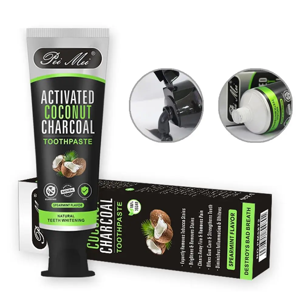 

Activated Carbon Coconut Oil Toothpaste For Cleaning Teeth Stains Repairing Brightening Oral Care Bamboo Charcoal Toothpaste