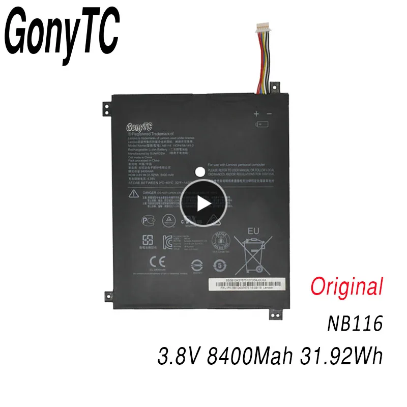 Аккумулятор GONYTC NB116 для ноутбука Lenovo Ideapad 100S 100S-11IBY 100S-80R2 5B10K37675 0813001 батареи 3 8 в ма |