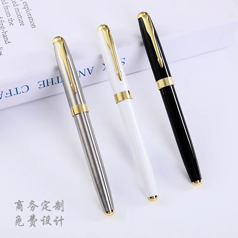 Metal Gift Pen Metal Sign Pen 3 PCS Manufacturer Business Meeting Roller Ball Pen Stationary School Supplies 30pcs retractable id card badge reel skipping clips metal pull key name tag card clip holders binder stationary lanyard clip