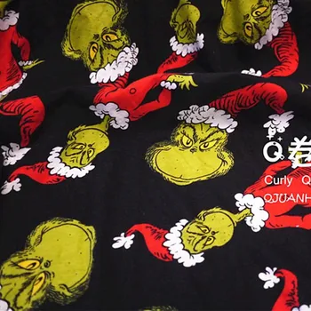 

Pure Cotton Christmas Cartoon Jersey Fabric Spring Summer T-shirt Pajamas Clothing Knitted DIY Sewing Quilting Material Fabric