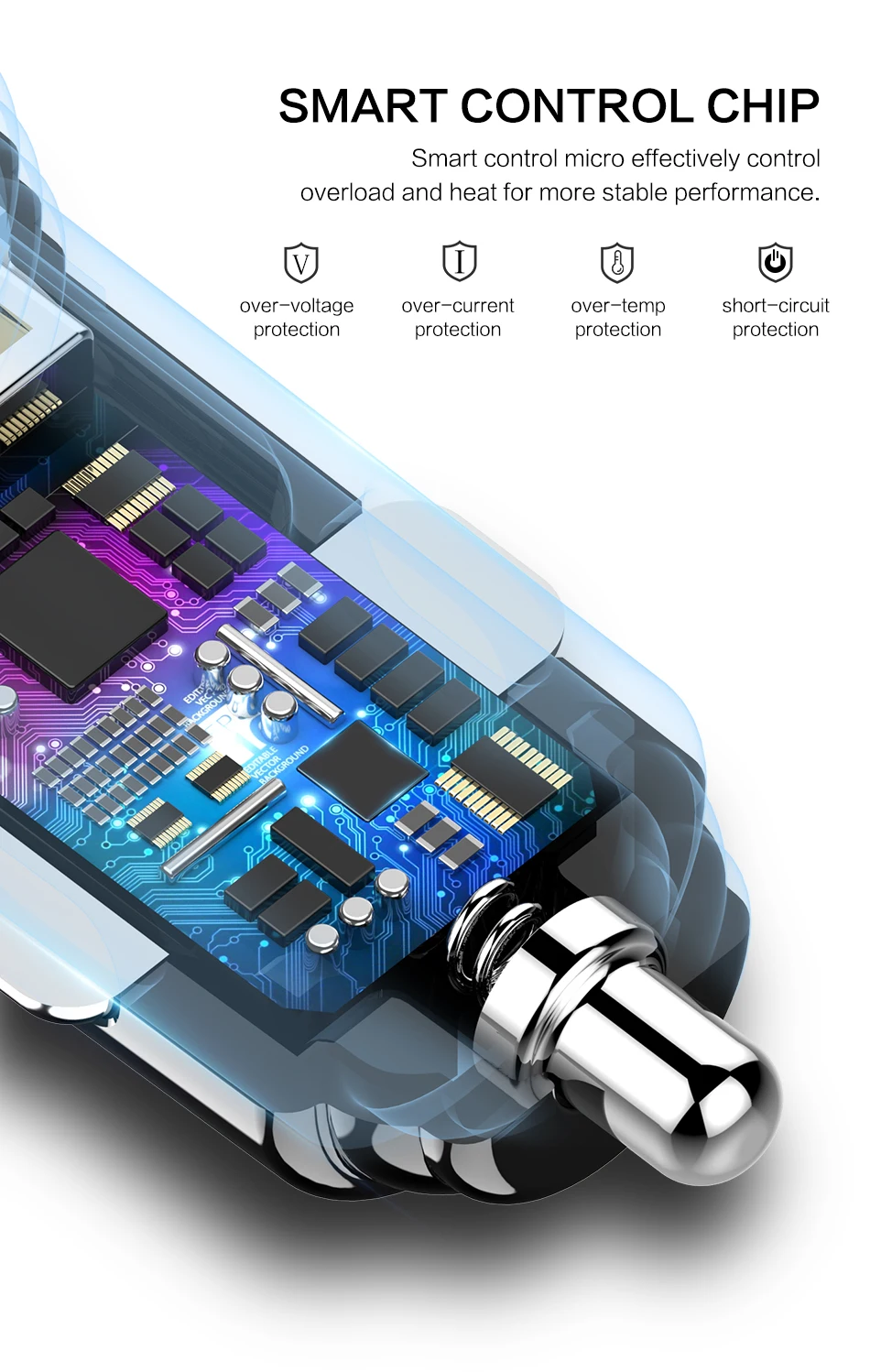 FLOVEME мини автомобильный телефон зарядное устройство двойной USB Автомобильное зарядное устройство для iPhone 7 8 Plus 3.6A 2.4A с светодиодный дисплей автомобильное USB зарядное устройство для мобильного телефона