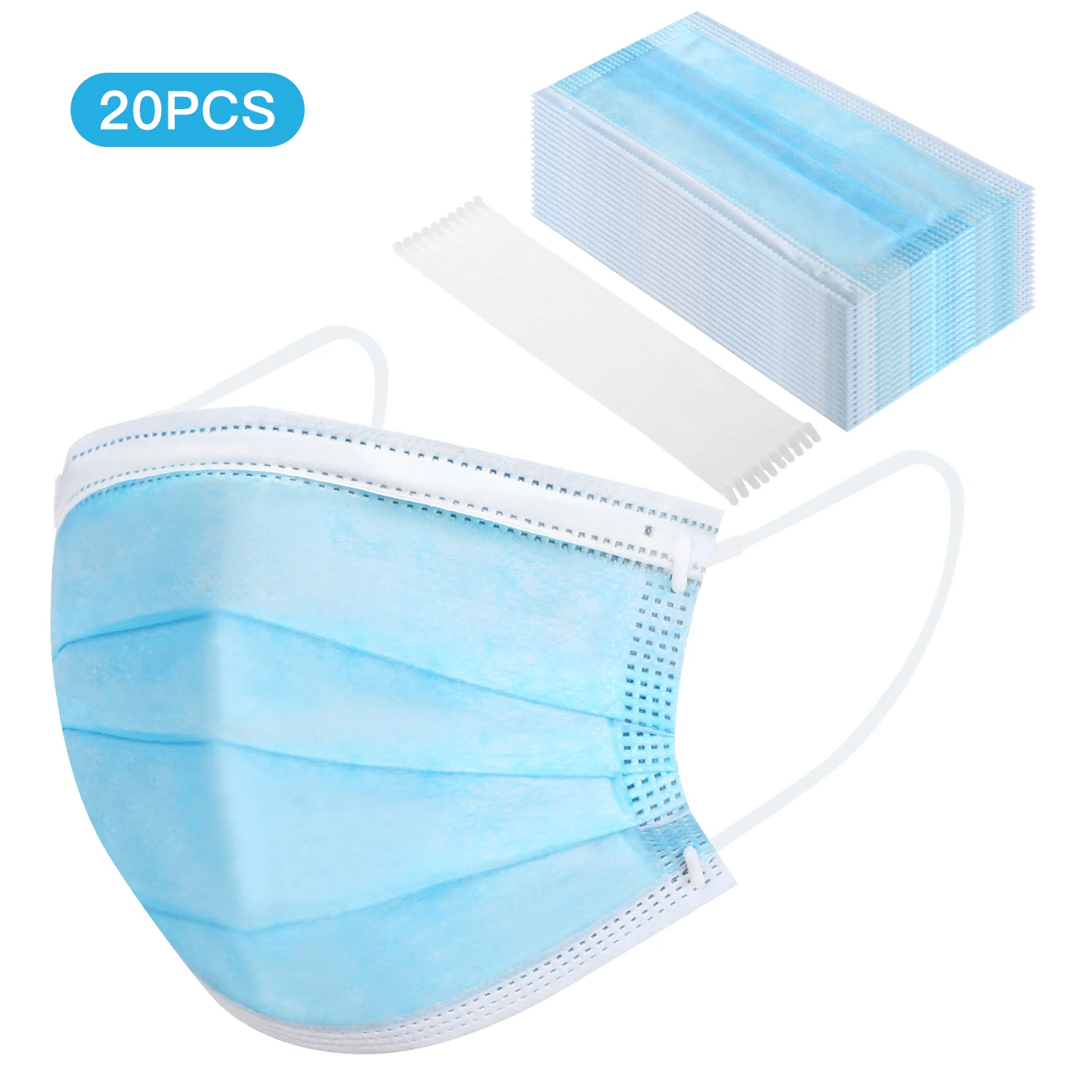 

20pcs Face Mask Disposable Mask 3 Players Mouth Mask Dust Mask Protection Mask PM2.5 Masks Safe As N95 KN95 FFP2