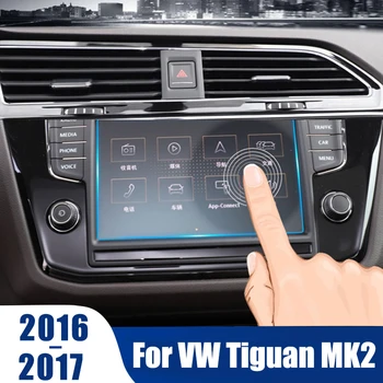 

Car GPS Navigation Screen Tempered Steel Protective Film For Volkswagen VW Tiguan MK2 2016 2017 Control of LCD Screen Stickers