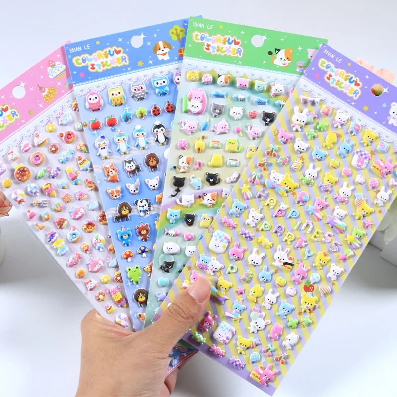 Mini pegatinas 3D de animales hinchables, adhesivos para álbum de recortes, diario, papelería, suministro decorativo, novedad