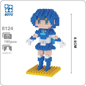 

BOYU 8124 Anime Sailor Moon Mercury Mizuno Ami Amy Girl 3D Model DIY Diamond Mini Building Blocks Bricks Toy for Children no Box