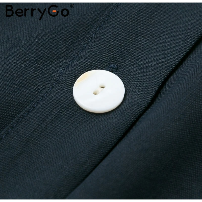 BerryGo повседневное ТРАПЕЦИЕВИДНОЕ женское шифоновое хлопковое платье Элегантное офисное платье с рукавами «летучая мышь» на пуговицах осеннее кружевное дамское мини-платье
