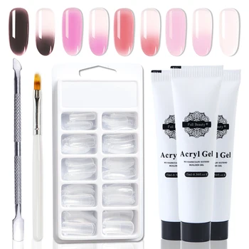 

4pcs/set Poly Gel Clear Pink Nail Acrylic UV Gel Varnish Gradient Polish Building Nail Extensions Polygel Manicure Kits BE1522