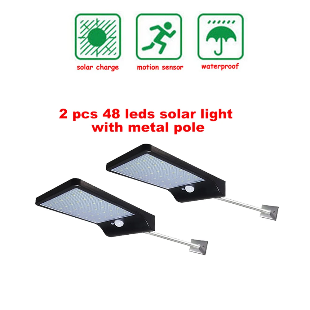 

2/4pcs 48 LED Solar Light Lamp Outdoor PIR Motion Sensor Solar Power Panel Garden Light Night Security Street Yard Path Wall Lam