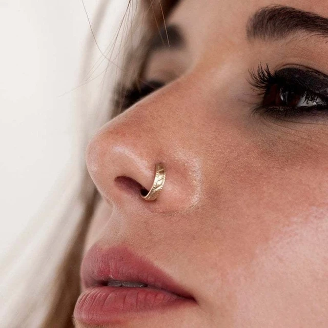 18k Gold Plated Piercing Nose Ring Nose Hoop Crystal Septum Nose- Diameter  8mm | eBay