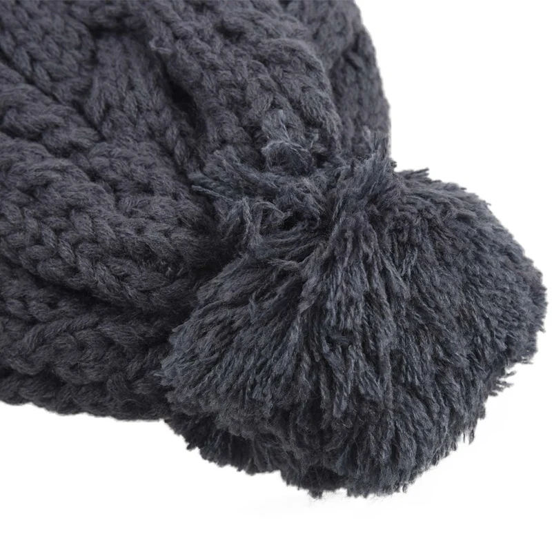 Мода Мужчины Wo мужская вязаная Slouch Beanie Hat с помпоном-Кисточкой Крючком теплая шапка