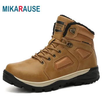 

2019 New Winter Warm Snow Boots Men Outdoor Non-slippery Hiking Leather Sneakers Man Plush Work Boots Plus Size Winter Shoes Men