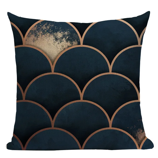 

Geometric Black Blue Cushion Cove Textile Hill Gold Dero Throw Pillows Covers 45Cmx45Cm Square Sofa Bed 3D Throw Pillow Cover