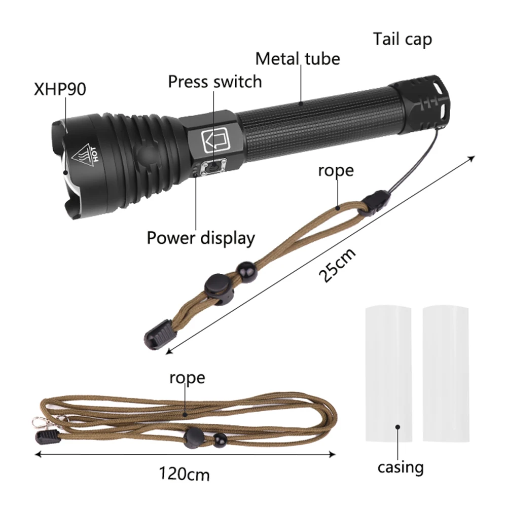 Супер яркий XHP90/70 2 светодиодный фонарик супер мощный фонарь USB Zoom лампа 18650 26650