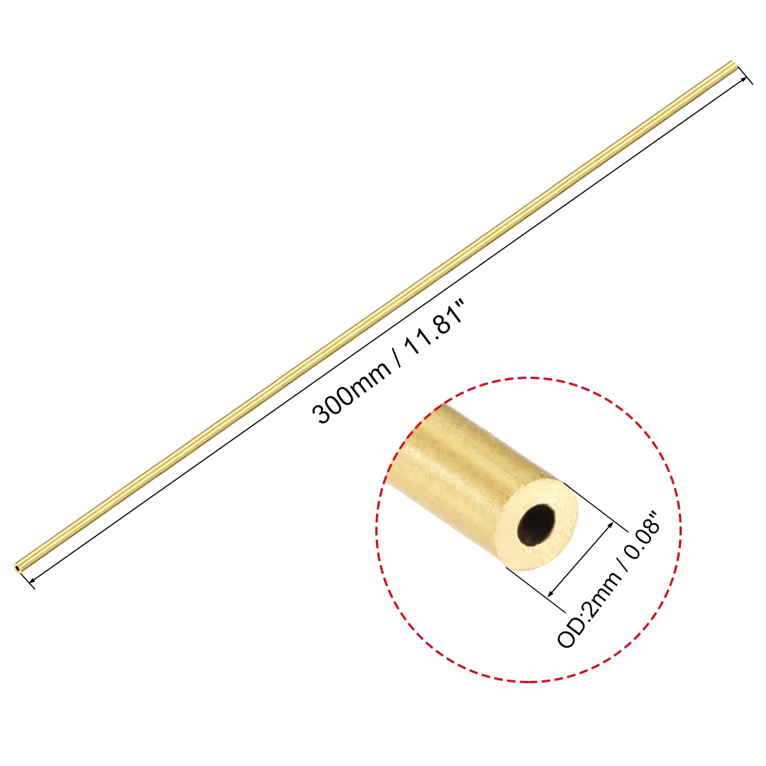 Uxcell латунная круглая труба 300 мм длина 2 мм диаметр 0,5 мм толщина стенки бесшовные прямые трубы трубки