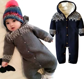 

Newborn Winter Jumpsuits Baby Boy Girl Plus Velvet Rompers Infant Thicken Warm Clothes All In Ones Kids Winter Clothing