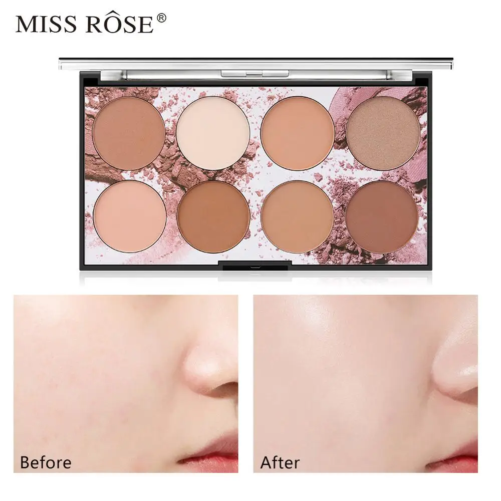 Компактная пудровая палитра Miss Rose 8 цветов долговечный матовый макияж для лица