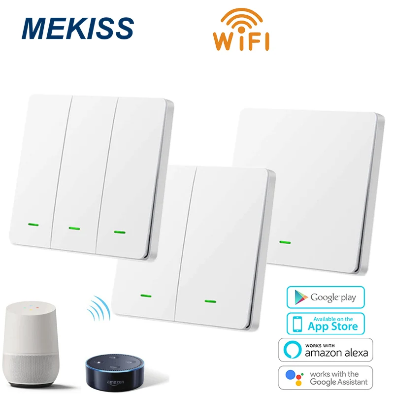 WIFI smart switch light switch Mobile APP remote control Compatible with Google Voice Control EU standard interrupter