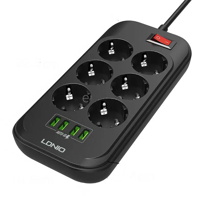 Удлинитель электрический с 4 USB-портами и 6 розетками 2500 Вт | Электроника