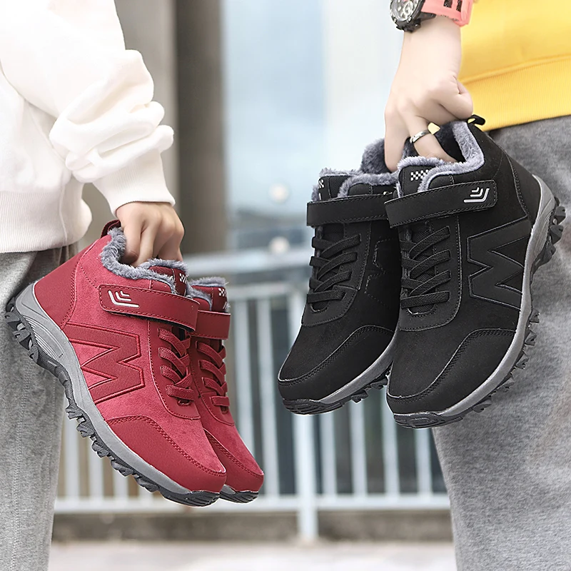 

Women's Boots Men Winter Hook&loop Cotton Shoes Couple Snow Boots Unisex Ankle Shoes Keep Warm Plush Non-slip Outdoor