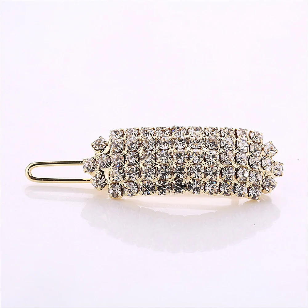 Fashion Crystal Pearl Hair Clip Women Elegant Korean Design Snap Barrette Stick Gold/Silver Metal Alloy Hairpin hair clips hair accessories