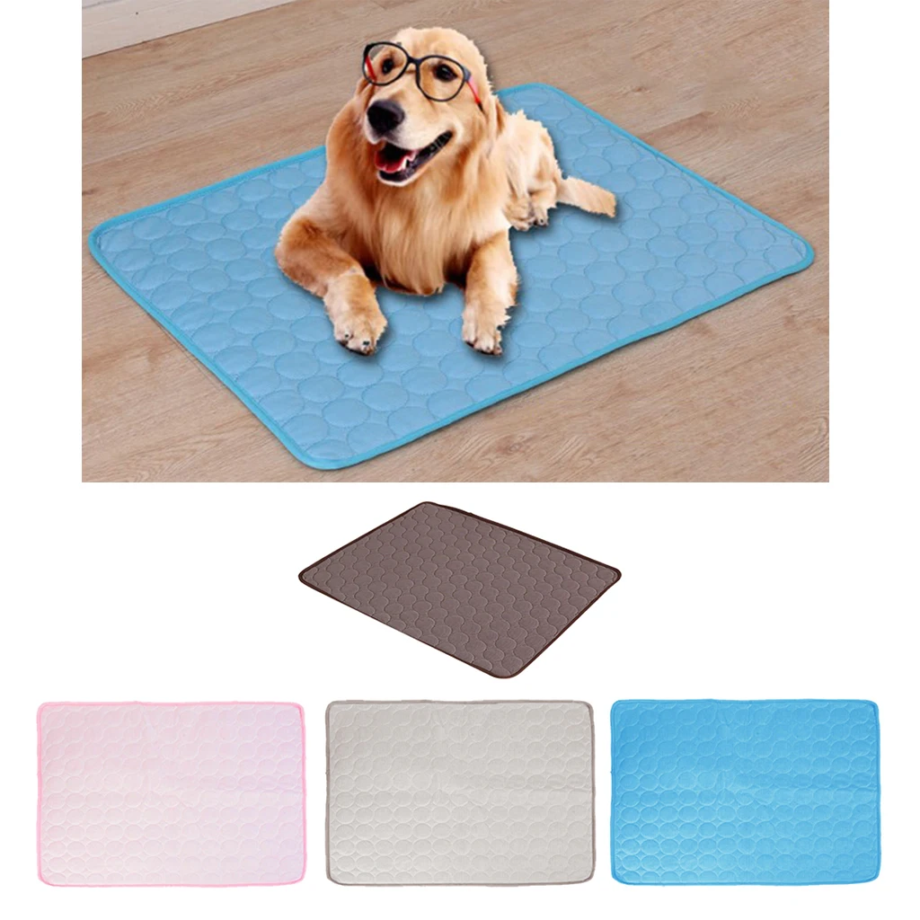 Bajo costo Alfombra refrescante para verano para mascotas, esterilla para camas de perros, almohadilla de hielo azul para mascotas, colchón fresco de seda fría a prueba de humedad, cojín para cachorros pBQKMD5qgOw