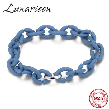 

Authentic Silver Charms Bead Bracelet Bangle For Women Ocean Blue Hard Rubber Men Bracelets 2020 DIY Fashion Jewelry