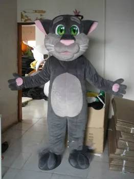

new Unisex Grey Lovely Cat Mascot Costume Suits Animal Birthday Party Dress Adults Size NEW
