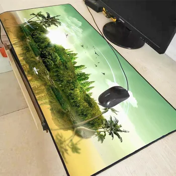 

XGZ Creative Island Palm Trees Swans Birds Locking Edge Gaming Large Mouse Pad Anime Mousepad Mat Speed Version for LOL Dota2
