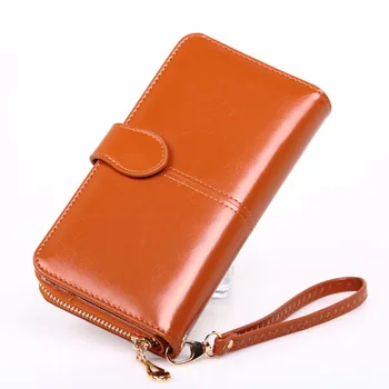 

Oil Wax Women's Money Bag Hasp Money Clips Purse Wallets Clips Purses Zipper Clip Buckle Wallets Female