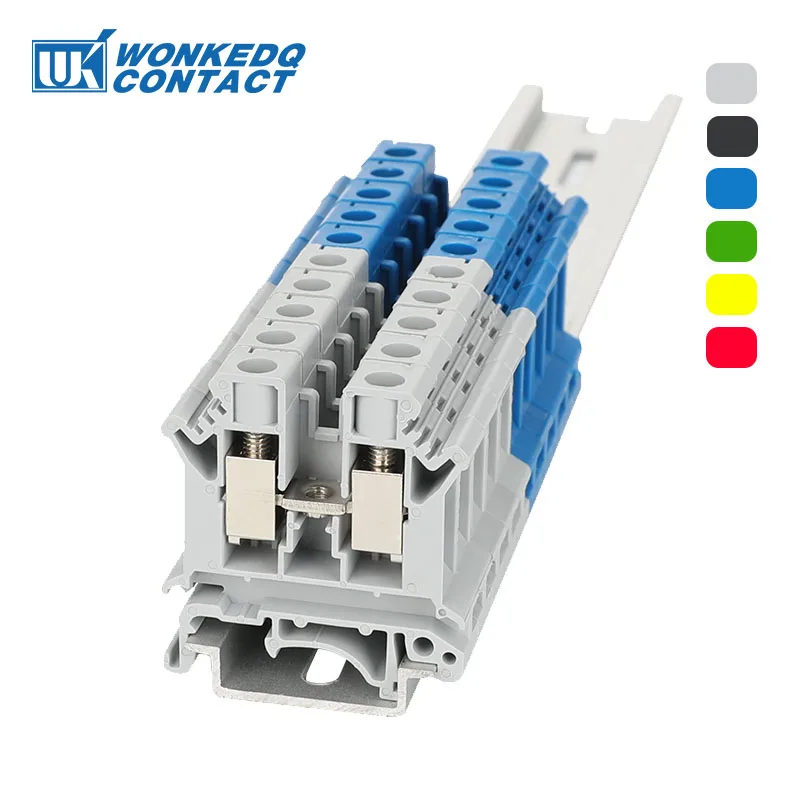 10Pcs UK10N UK10 Screw Feed-through DIN Rail Terminal Block UK 10mm Cable Plug Multi-color Universal Wire Electrical Connector