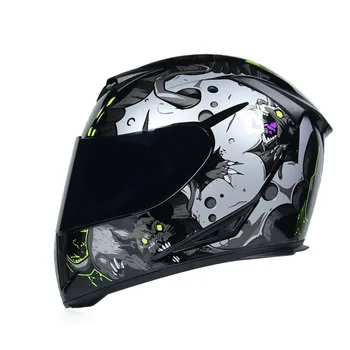 

Motorcycle Full Face Helmet Graffiti Cartoon Racing Off-road Anti-Fog Helmet for Men Women Automotive Accessories