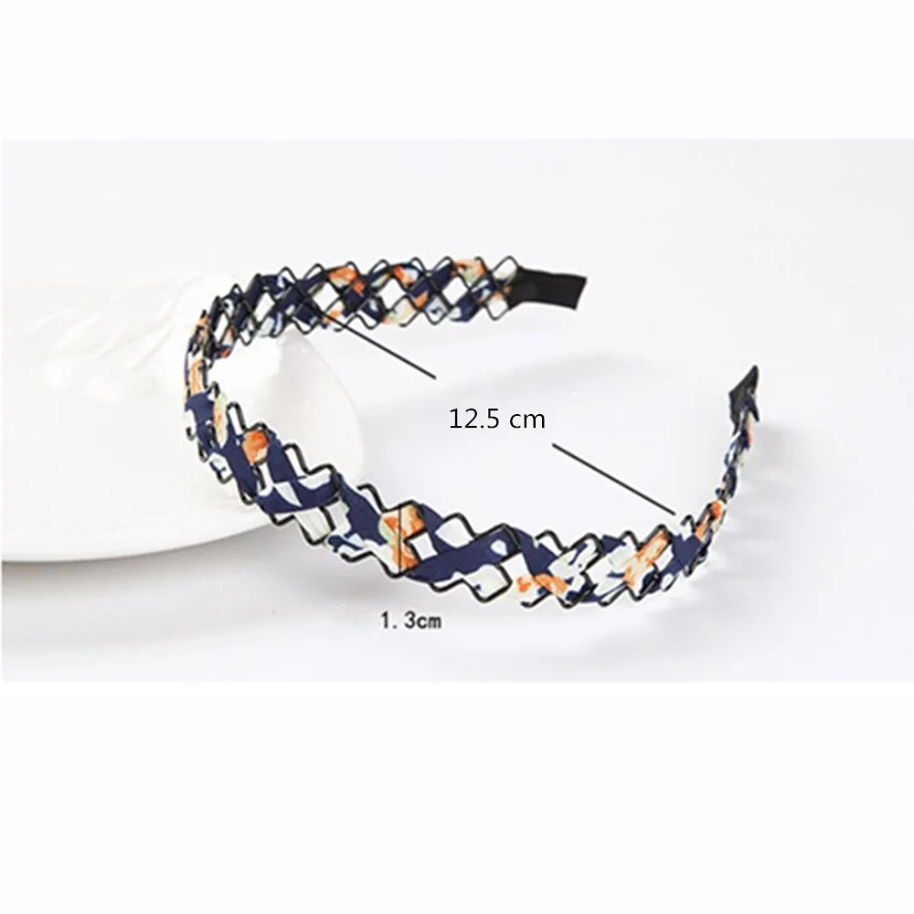 5 色手作り織り中空鉄線布ラップヘアバンドフラワープリントヘッドバンド女性女の子ソフトワイドベゼル レディースヘアアクセサリー Aliexpress